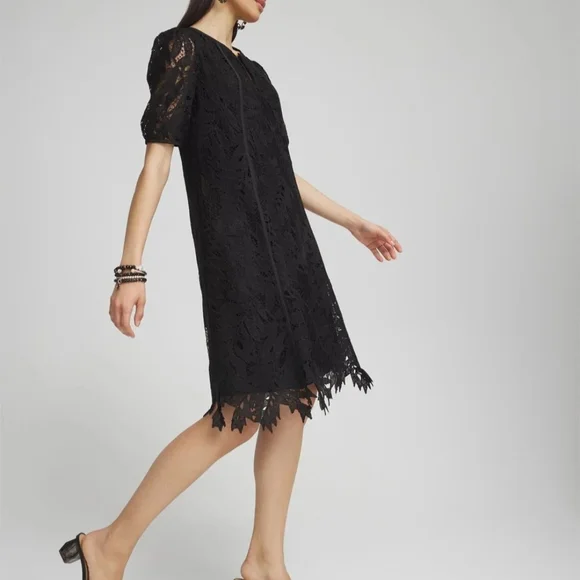 Plus Size - Chico's Black Lace Midi Dress - Picture 7 of 9